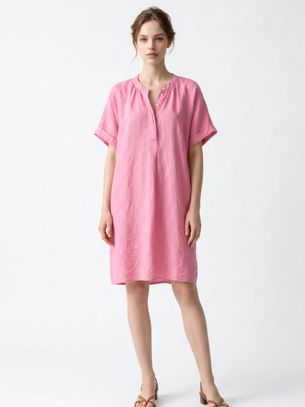 Everlane Linen Cuff Sleeve 1/2 Button Women XL Tie Back Cottagecore Beach Dress